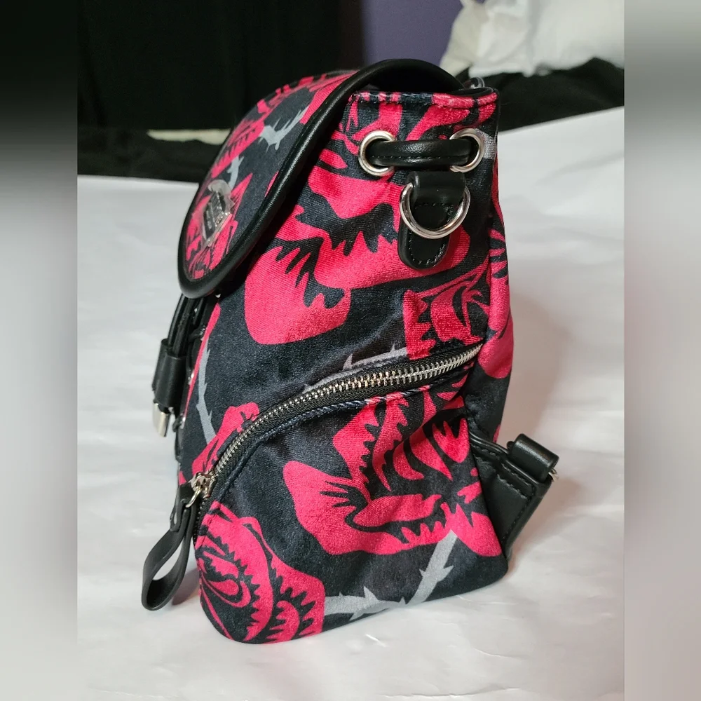 Killstar Eden Red & Black Floral Mini Backpack